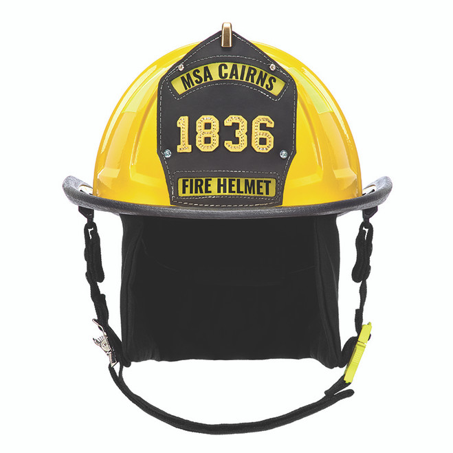 MSA Carins 1836 Yellow Painted High-Luster Finish Traditional Helmet, front