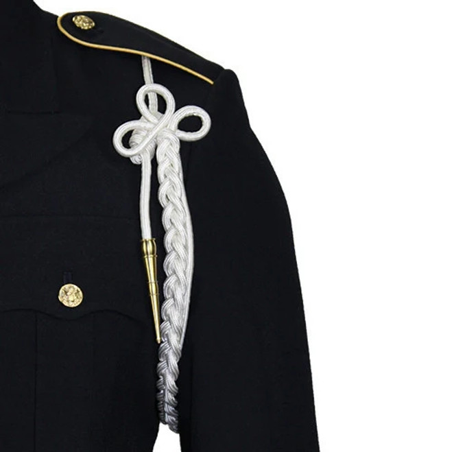Vanguard Army Shoulder Cord - 2720 White Rayon with Brass Tip