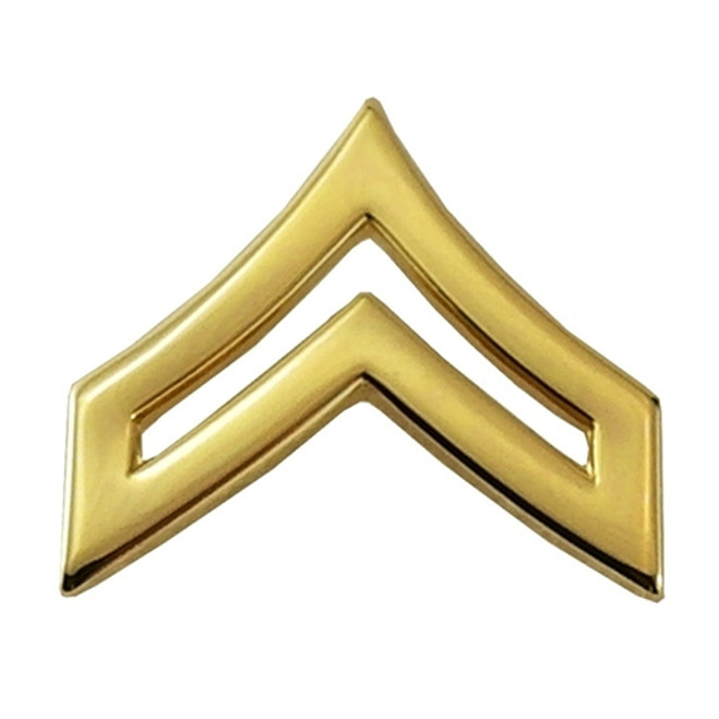 Hero's Pride ¾" Tall Gold Chevron with Point, Pair - 2 Posts & Clutch Backs